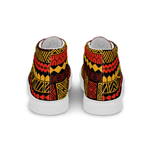 Warm Tiki Striped Men’s high top canvas shoes