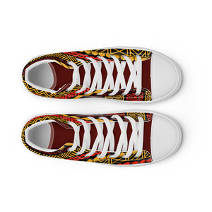 Warm Tiki Striped Men’s high top canvas shoes