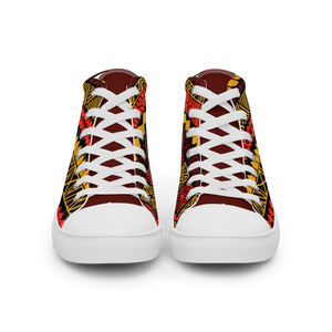 Warm Tiki Striped Men’s high top canvas shoes