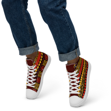 Load image into Gallery viewer, Warm Tiki Striped Men’s high top canvas shoes