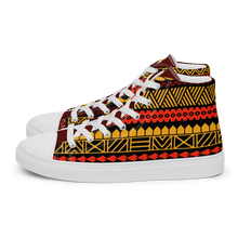 Load image into Gallery viewer, Warm Tiki Striped Men’s high top canvas shoes