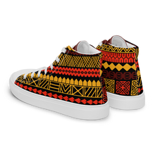 Load image into Gallery viewer, Warm Tiki Striped Men’s high top canvas shoes