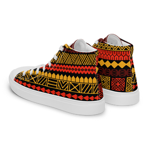 Warm Tiki Striped Men’s high top canvas shoes