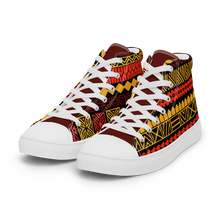 Load image into Gallery viewer, Warm Tiki Striped Men’s high top canvas shoes