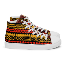 Load image into Gallery viewer, Warm Tiki Striped Men’s high top canvas shoes