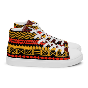 Warm Tiki Striped Men’s high top canvas shoes