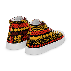 Warm Tiki Striped Men’s high top canvas shoes