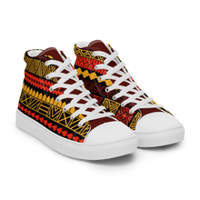 Load image into Gallery viewer, Warm Tiki Striped Men’s high top canvas shoes