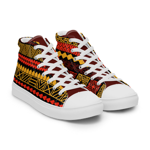 Warm Tiki Striped Men’s high top canvas shoes