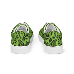 Green Tiki Tattoo Men’s lace-up canvas shoes