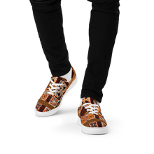 Load image into Gallery viewer, Tiki Squares Men’s lace-up canvas shoes