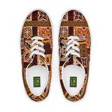 Load image into Gallery viewer, Tiki Squares Men’s lace-up canvas shoes