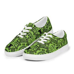 Green Tiki Tattoo Men’s lace-up canvas shoes