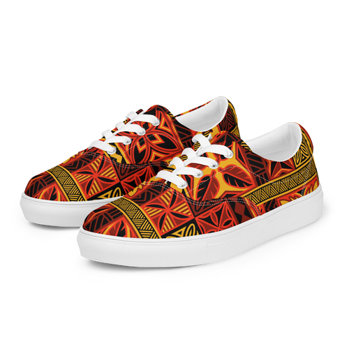 Fiery Tiki Squares Men’s lace-up canvas shoes