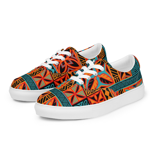 Beach Tiki Squares Men’s lace-up canvas shoes