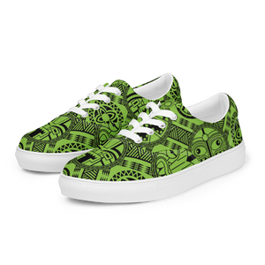 Green Tiki Tattoo Men’s lace-up canvas shoes