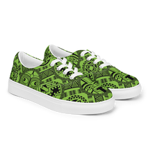 Load image into Gallery viewer, Green Tiki Tattoo Men’s lace-up canvas shoes