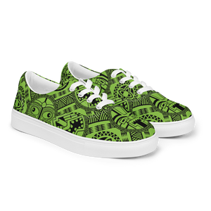 Green Tiki Tattoo Men’s lace-up canvas shoes