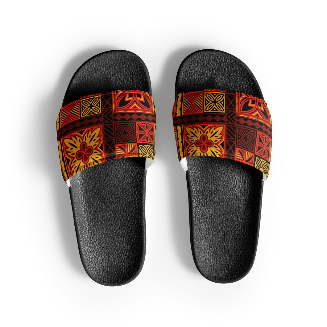 Fiery Tiki Squares Men’s slides