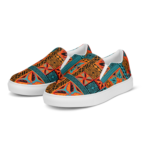 Beach Tiki Squares Men’s slip-on canvas shoes