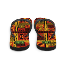 Load image into Gallery viewer, Fiery Tiki Squares Flip-Flops