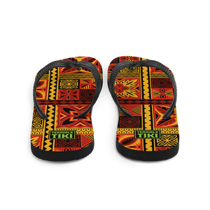 Fiery Tiki Squares Flip-Flops