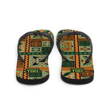 Load image into Gallery viewer, Green Tiki Squares Flip-Flops