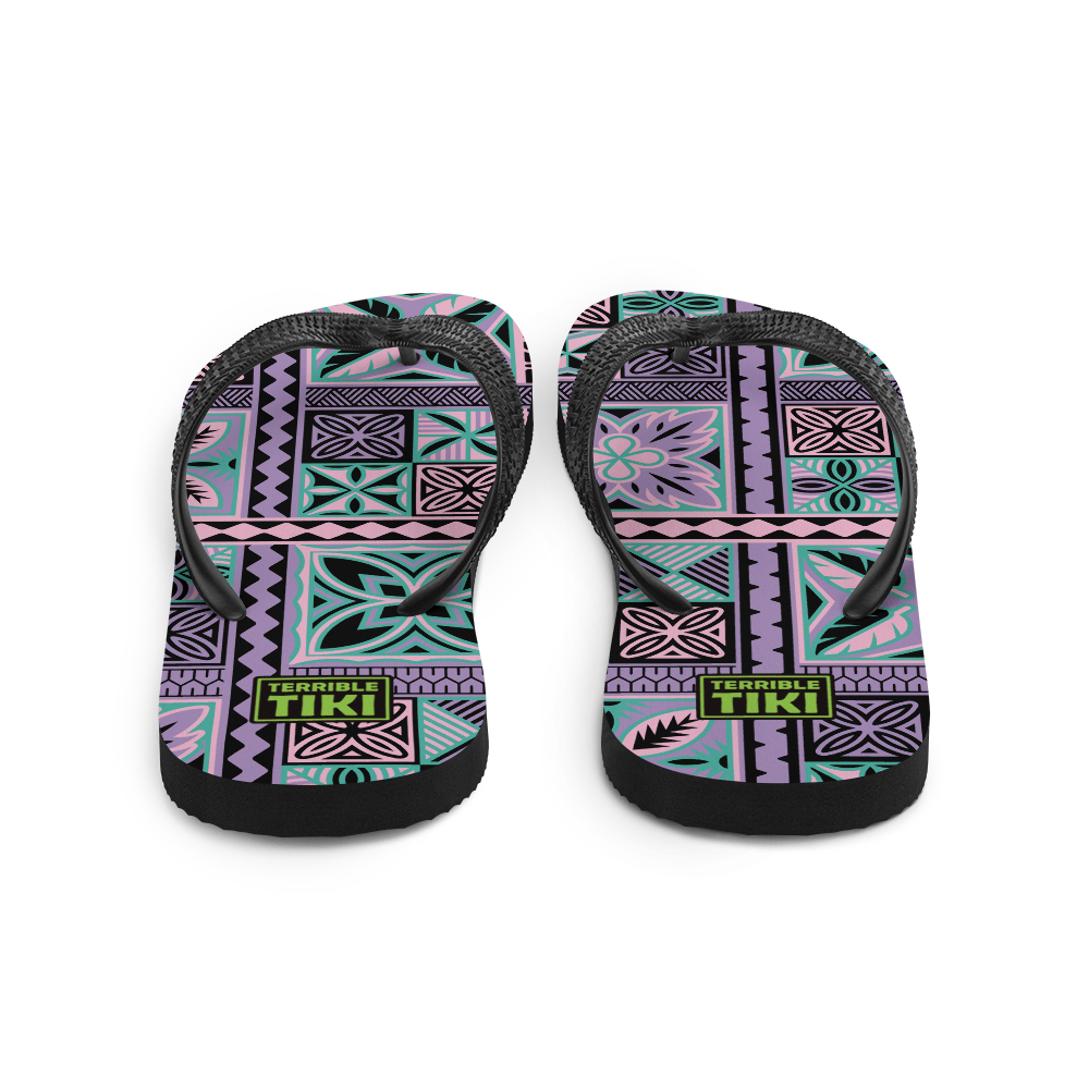Purple Tiki Squares Flip-Flops – Terrible Tiki