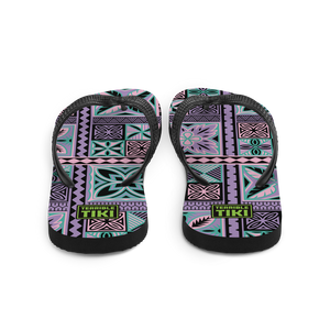 Purple Tiki Squares Flip-Flops