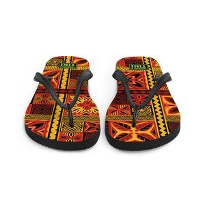 Fiery Tiki Squares Flip-Flops