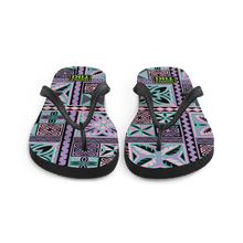 Load image into Gallery viewer, Purple Tiki Squares Flip-Flops