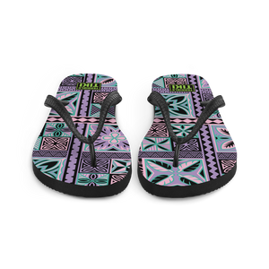 Purple Tiki Squares Flip-Flops