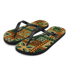 Load image into Gallery viewer, Green Tiki Squares Flip-Flops