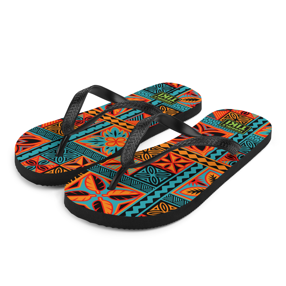 Beach Tiki Squares Flip-Flops