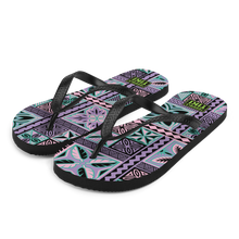 Load image into Gallery viewer, Purple Tiki Squares Flip-Flops