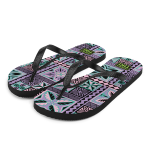 Purple Tiki Squares Flip-Flops