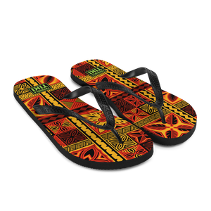 Fiery Tiki Squares Flip-Flops