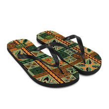 Load image into Gallery viewer, Green Tiki Squares Flip-Flops