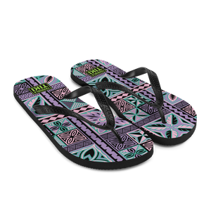 Purple Tiki Squares Flip-Flops