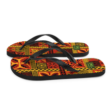 Load image into Gallery viewer, Fiery Tiki Squares Flip-Flops