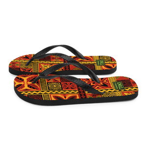 Fiery Tiki Squares Flip-Flops