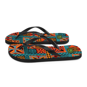 Beach Tiki Squares Flip-Flops