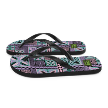 Load image into Gallery viewer, Purple Tiki Squares Flip-Flops