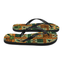 Load image into Gallery viewer, Green Tiki Squares Flip-Flops