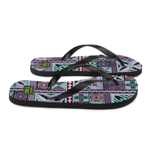 Load image into Gallery viewer, Purple Tiki Squares Flip-Flops