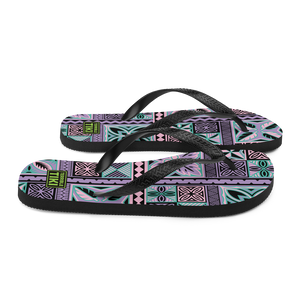 Purple Tiki Squares Flip-Flops