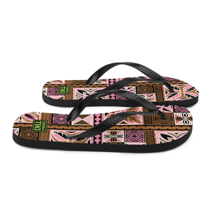 Neapolitan Tiki Squares Flip-Flops