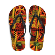 Load image into Gallery viewer, Fiery Tiki Squares Flip-Flops