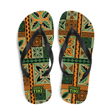 Load image into Gallery viewer, Green Tiki Squares Flip-Flops