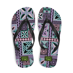 Purple Tiki Squares Flip-Flops